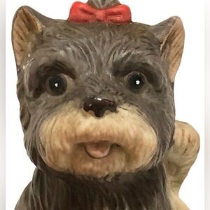 Vintage Homco Yorkshire Terrier Figurine With Red Bow
